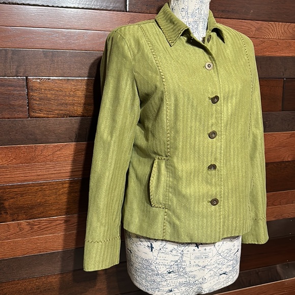 Coldwater Creek Collared Long Sleeve Olive Green Button Down Blazer - Picture 2 of 10